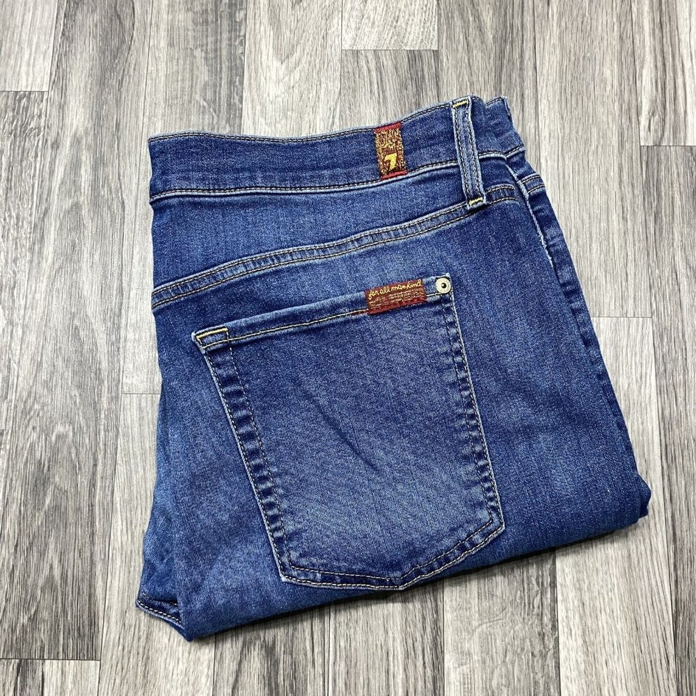 7 FOR ALL MANKIND Roxanne Ankle Raw Hem Blue Denim Jeans Women's Size 32